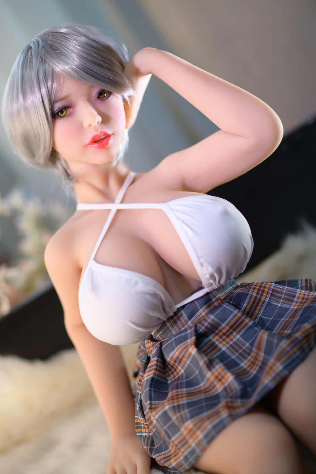 Lina(105cm/3ft4): Large Breasts Small Sex Doll for Men Green Eyes